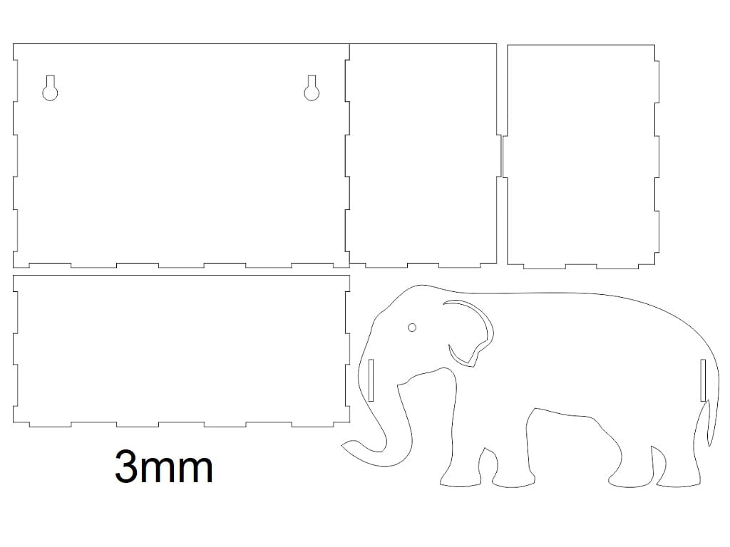 Laser Cut Wooden Elephant Wall Shelf