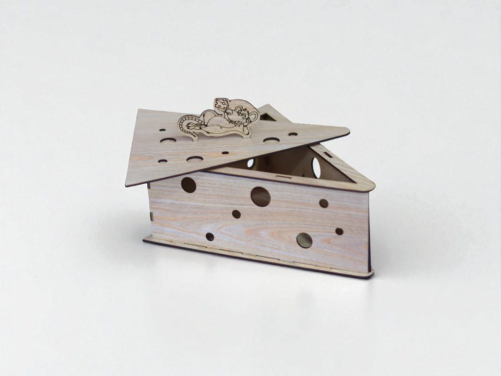 Laser Cut Wooden Mouse Cheese Gift Box