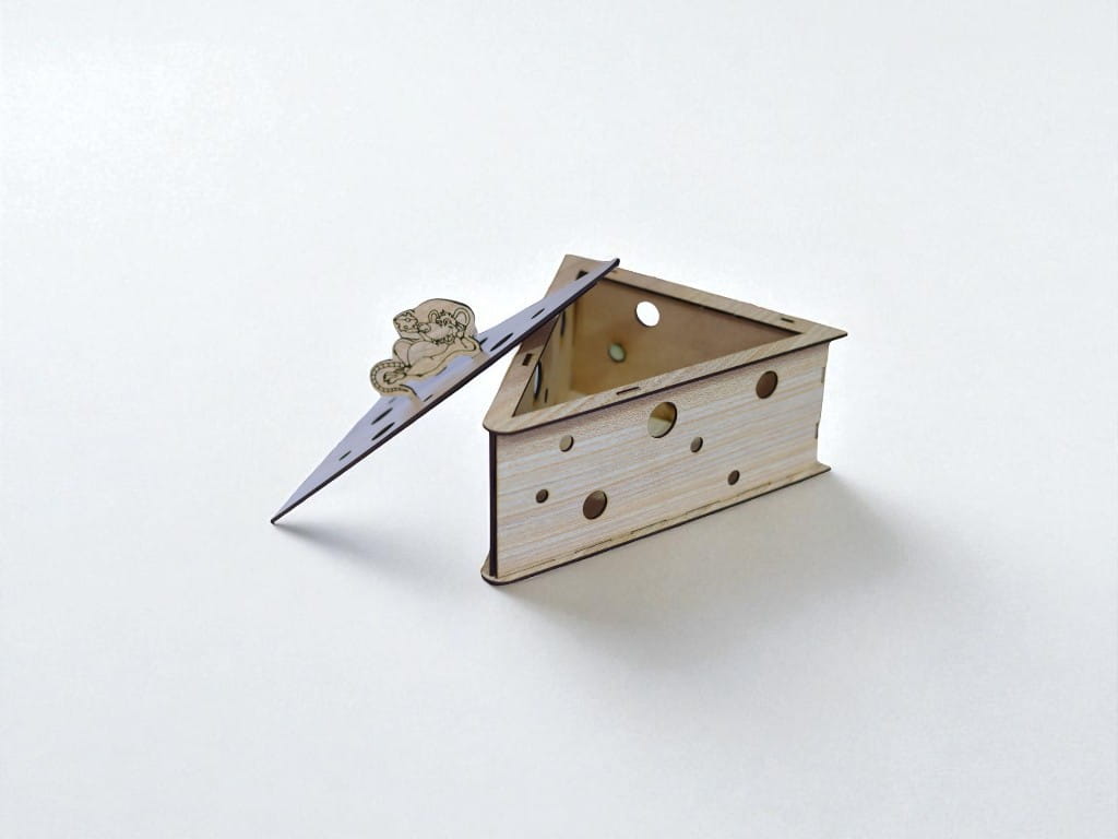 Laser Cut Wooden Mouse Cheese Gift Box