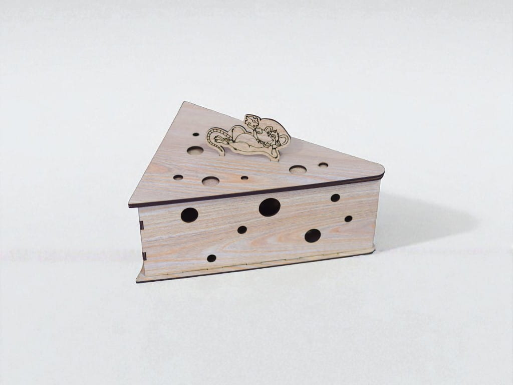 Laser Cut Wooden Mouse Cheese Gift Box