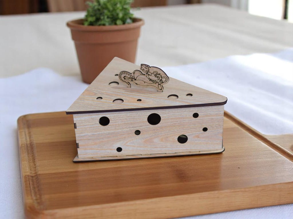Laser Cut Wooden Mouse Cheese Gift Box