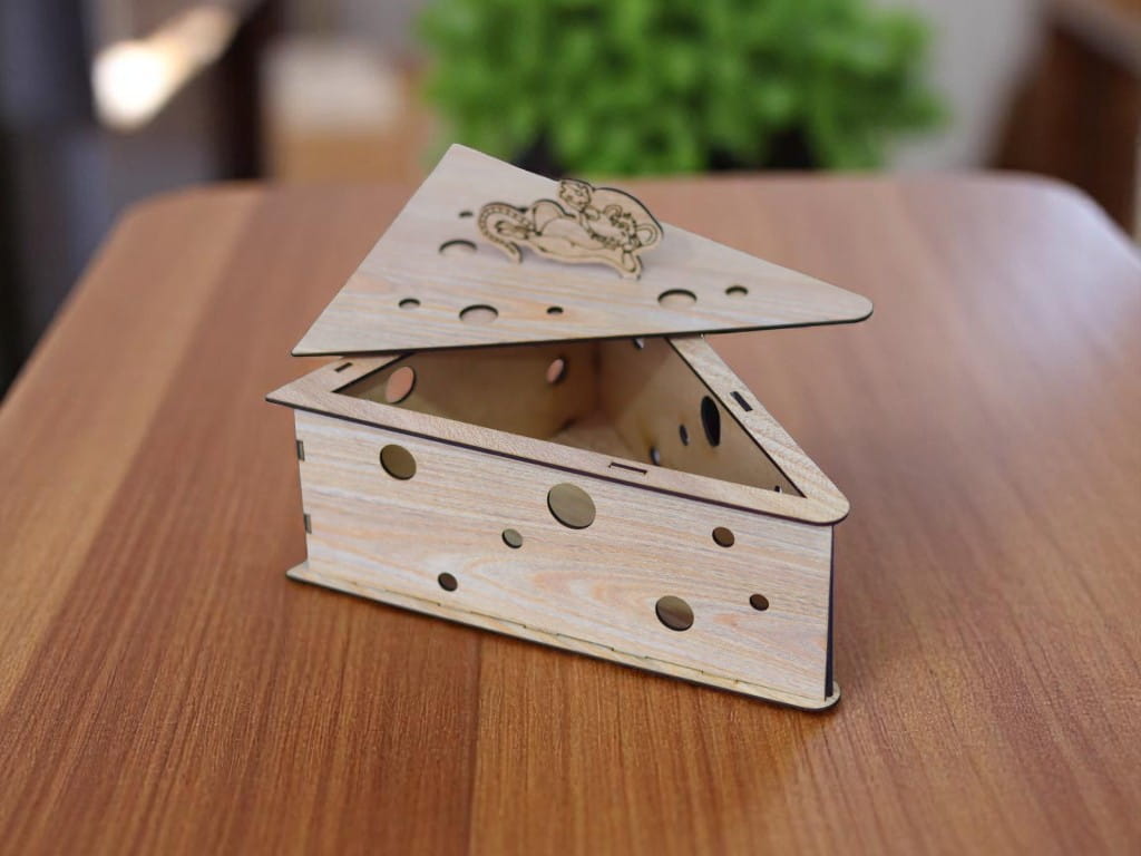 Laser Cut Wooden Mouse Cheese Gift Box