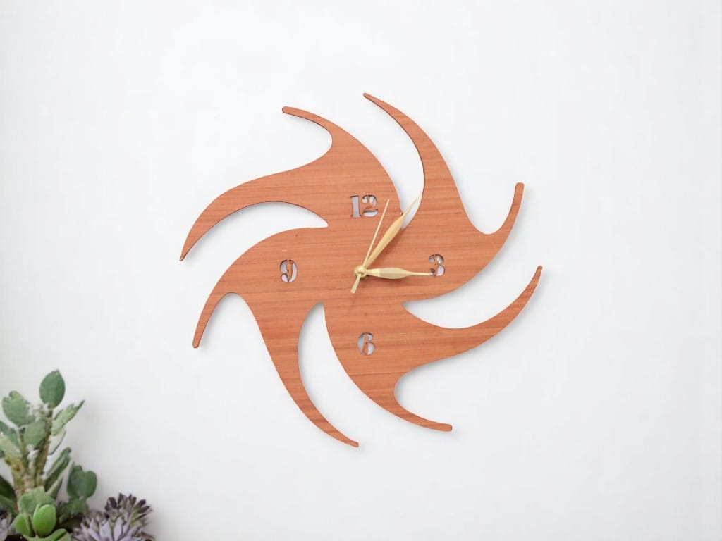 Laser Cut Spiral Swirl Wooden Wall Clock