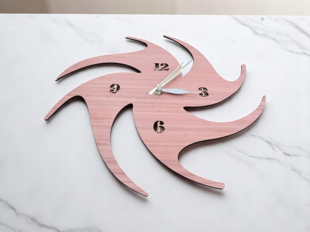 Laser Cut Spiral Swirl Wooden Wall Clock
