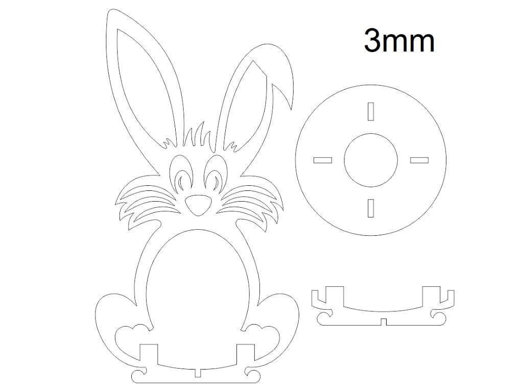 Laser Cut Easter Bunny Rabbit Egg Holder