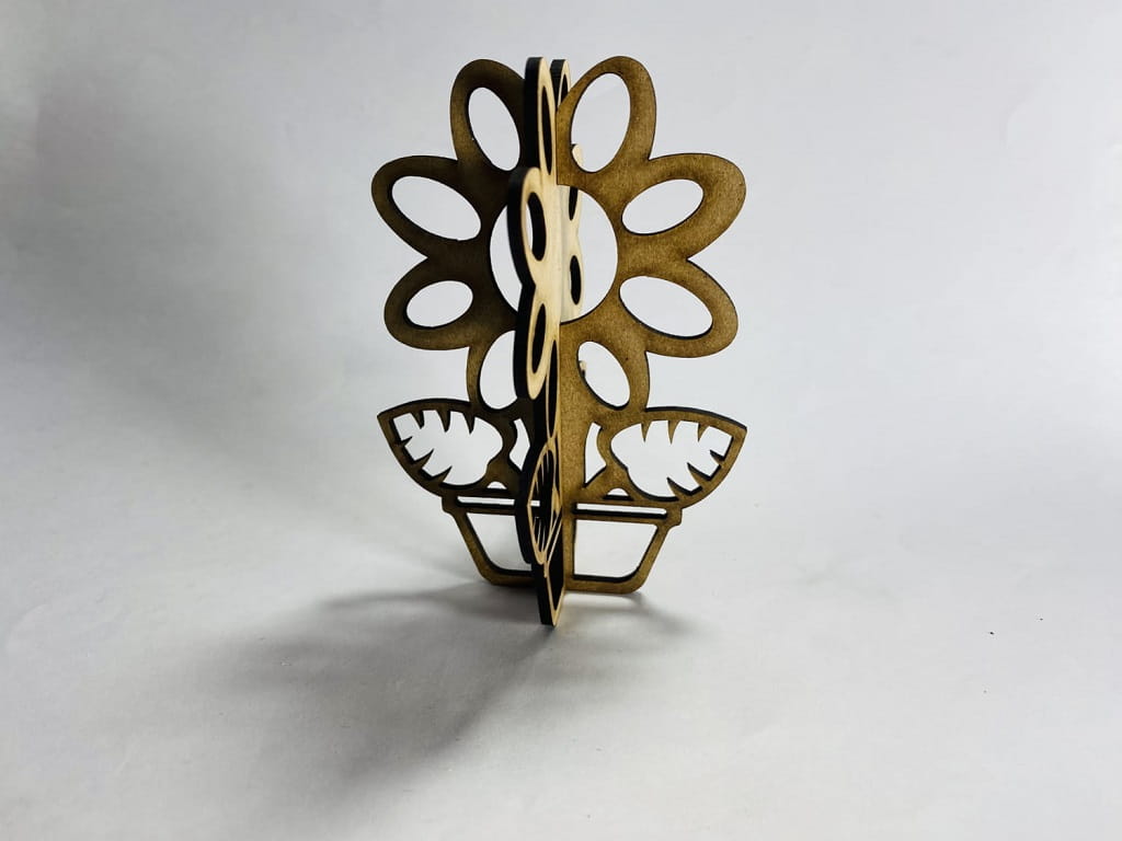 Laser Cut 3D Wooden Flower Table Decor