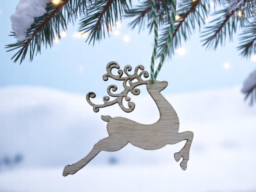 Laser Cut Christmas Deer Ornament