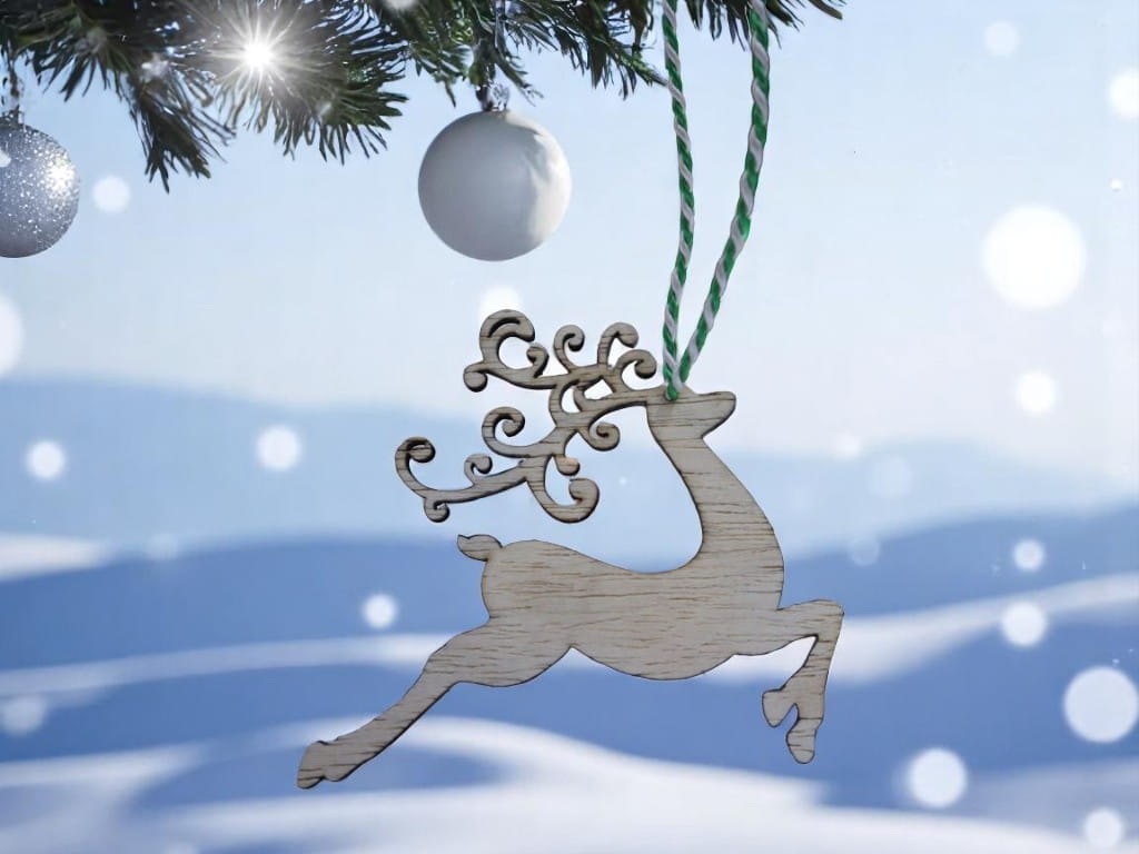 Laser Cut Christmas Deer Ornament