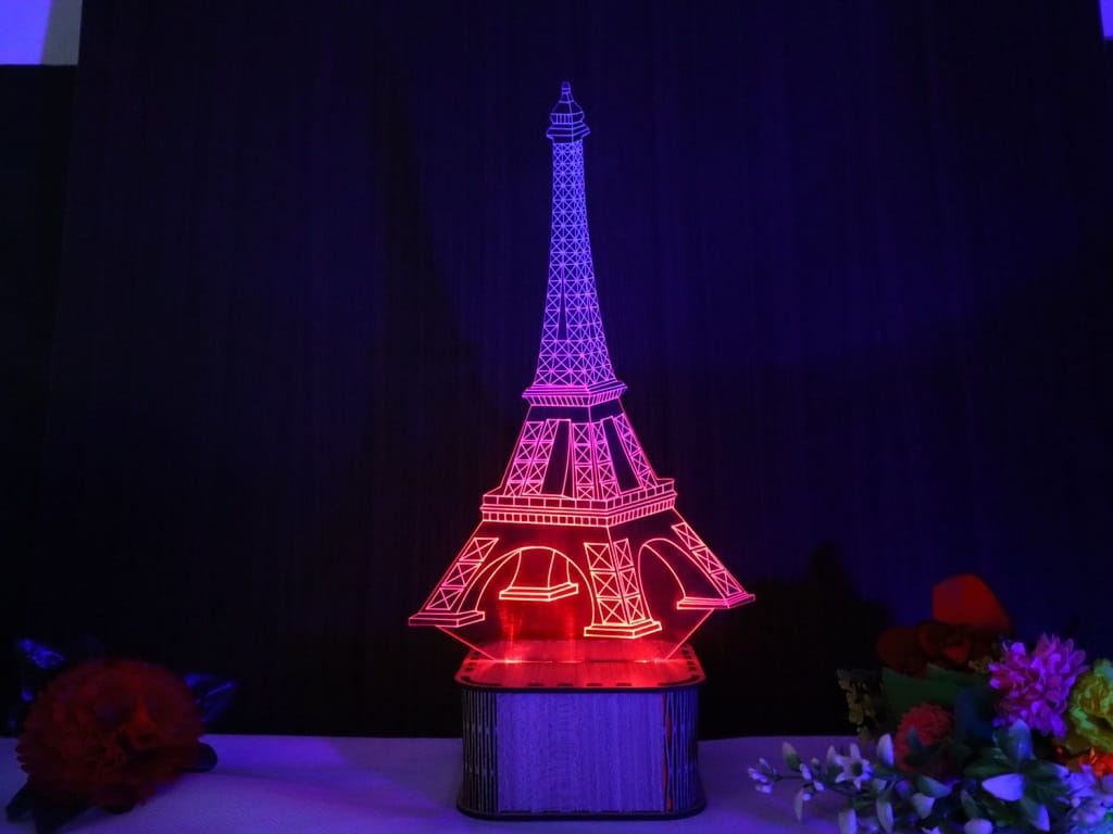 Laser Cut Eiffel Tower 3D Illusion Lamp