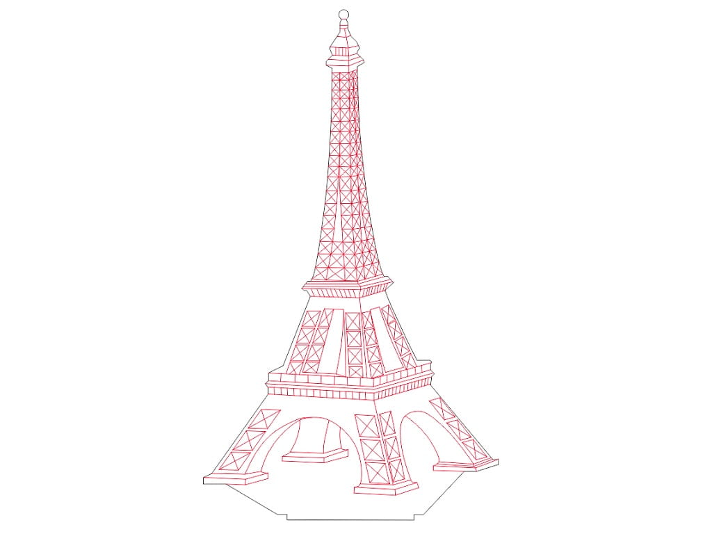 Laser Cut Eiffel Tower 3D Illusion Lamp