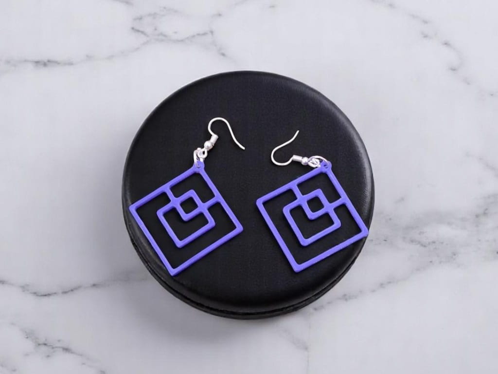 Laser Cut Acrylic Square Drop Earrings