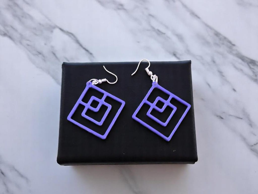 Laser Cut Acrylic Square Drop Earrings