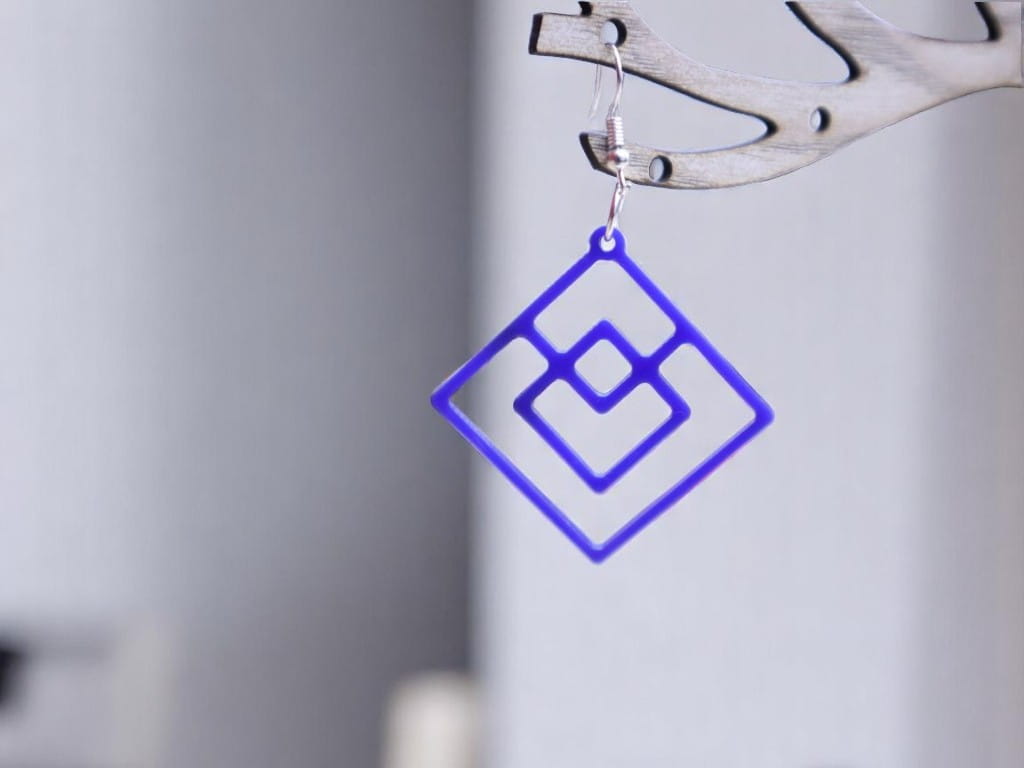 Laser Cut Acrylic Square Drop Earrings