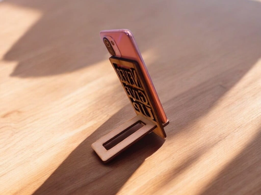 Laser Cut Wooden Phone Stand Never Give Up