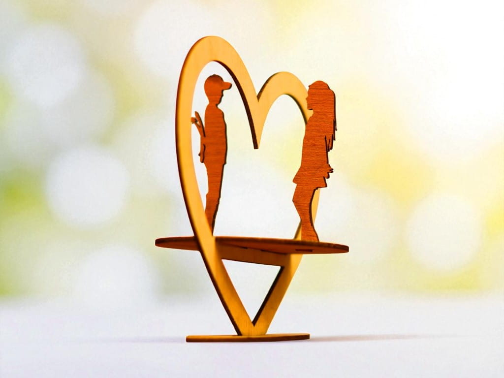 Laser Cut Couple with Heart Valentines Day Gift