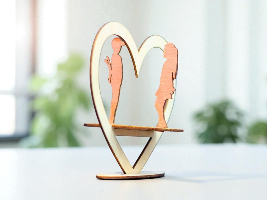 Laser Cut Couple with Heart Valentines Day Gift
