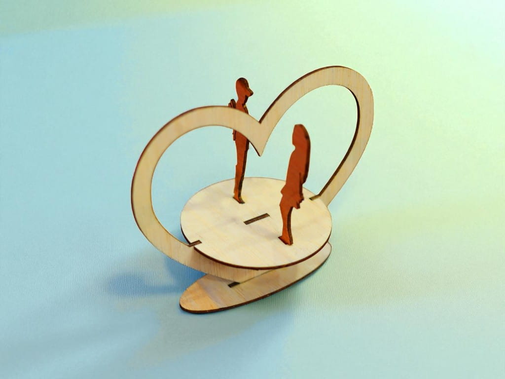 Laser Cut Couple with Heart Valentines Day Gift
