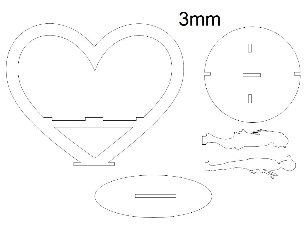Laser Cut Couple with Heart Valentines Day Gift
