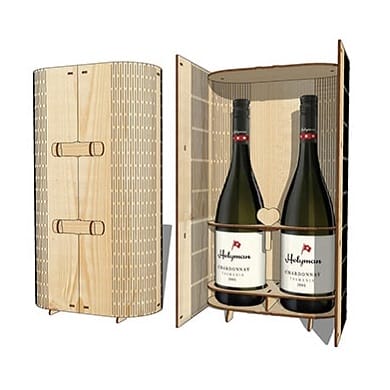 Laser Cut Two Bottle Wine Box Packaging