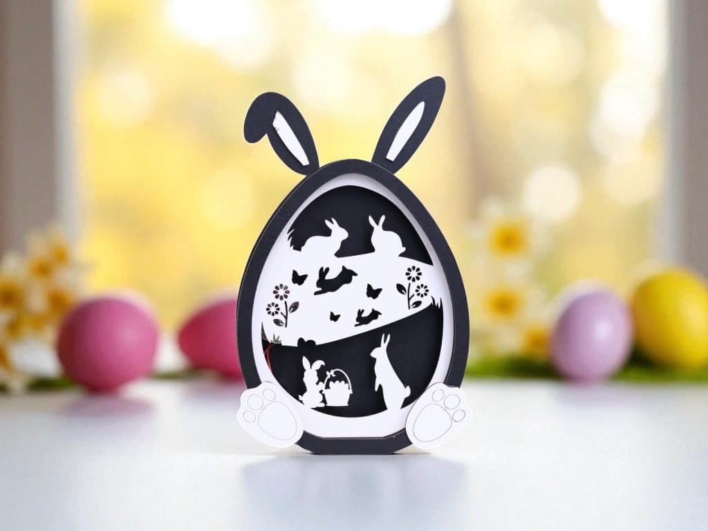 Laser Cut Wooden Easter Egg Bunny Decoration