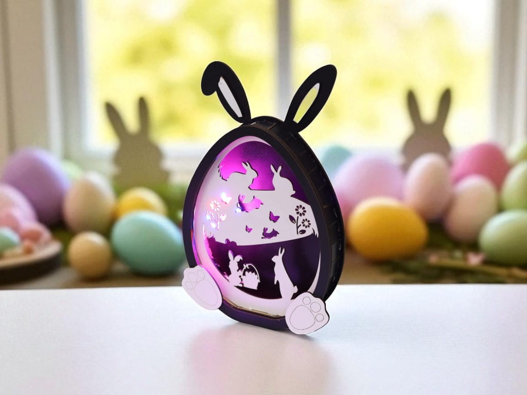 Laser Cut Wooden Easter Egg Bunny Decoration