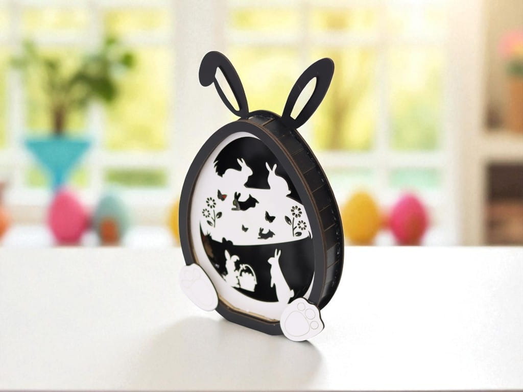 Laser Cut Wooden Easter Egg Bunny Decoration