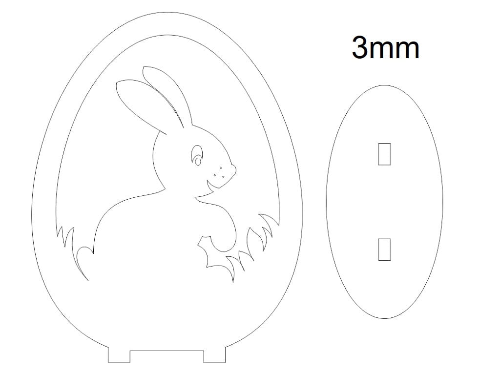 Laser Cut Wooden Easter Egg Bunny Decoration