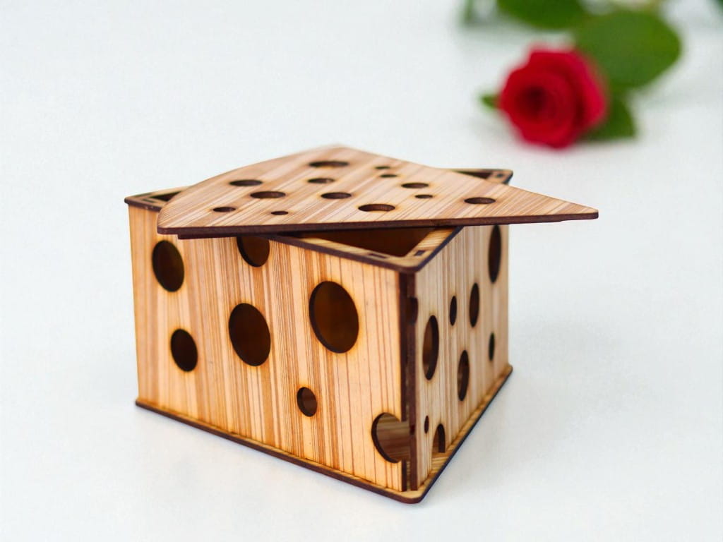 Laser Cut Cheese Shaped Wooden Gift Box