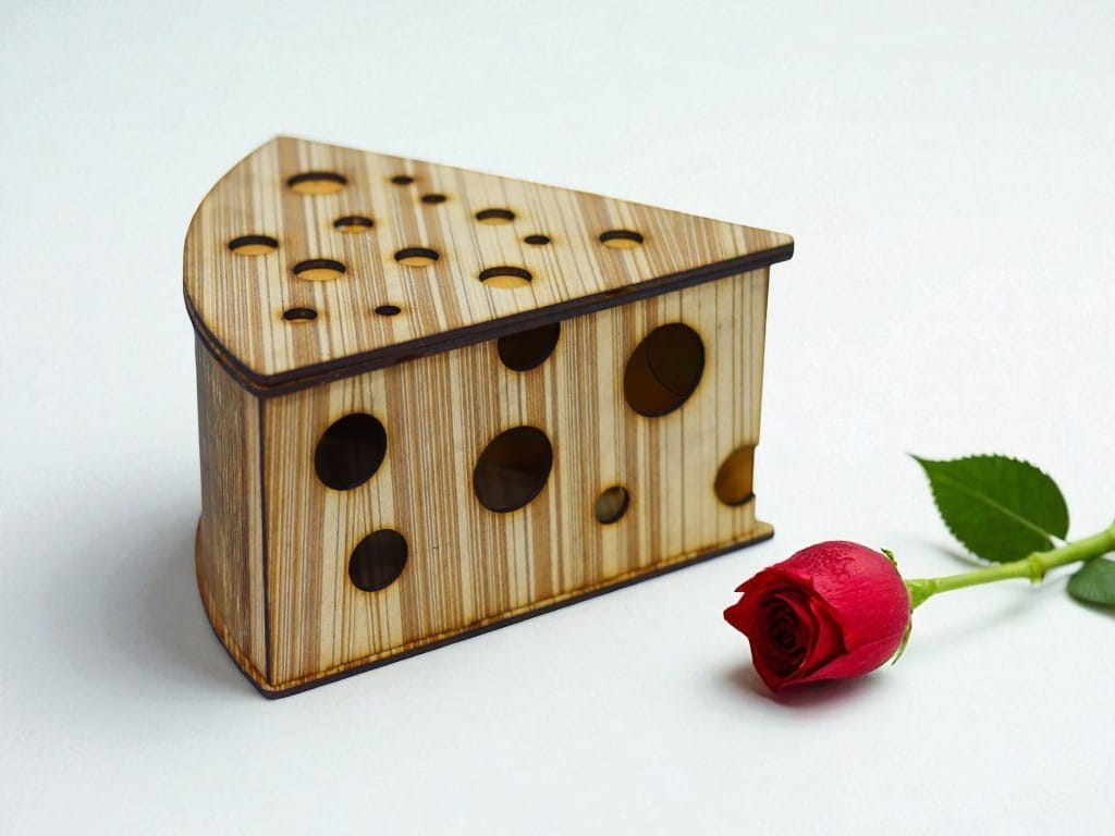 Laser Cut Cheese Shaped Wooden Gift Box
