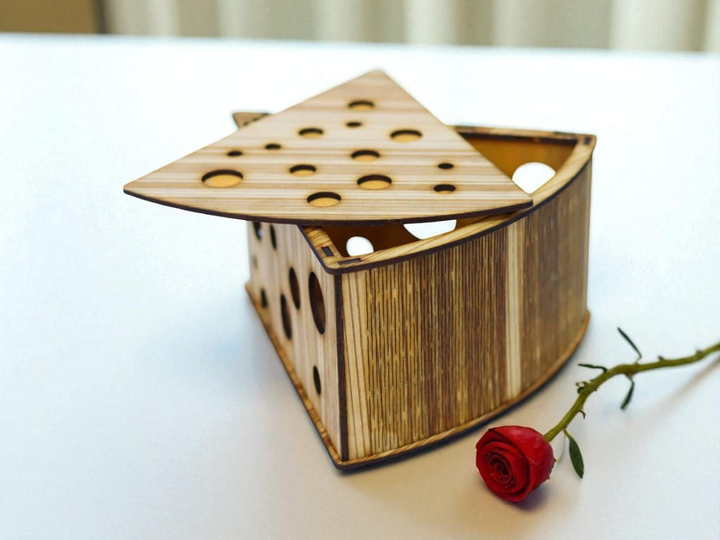 Laser Cut Cheese Shaped Wooden Gift Box