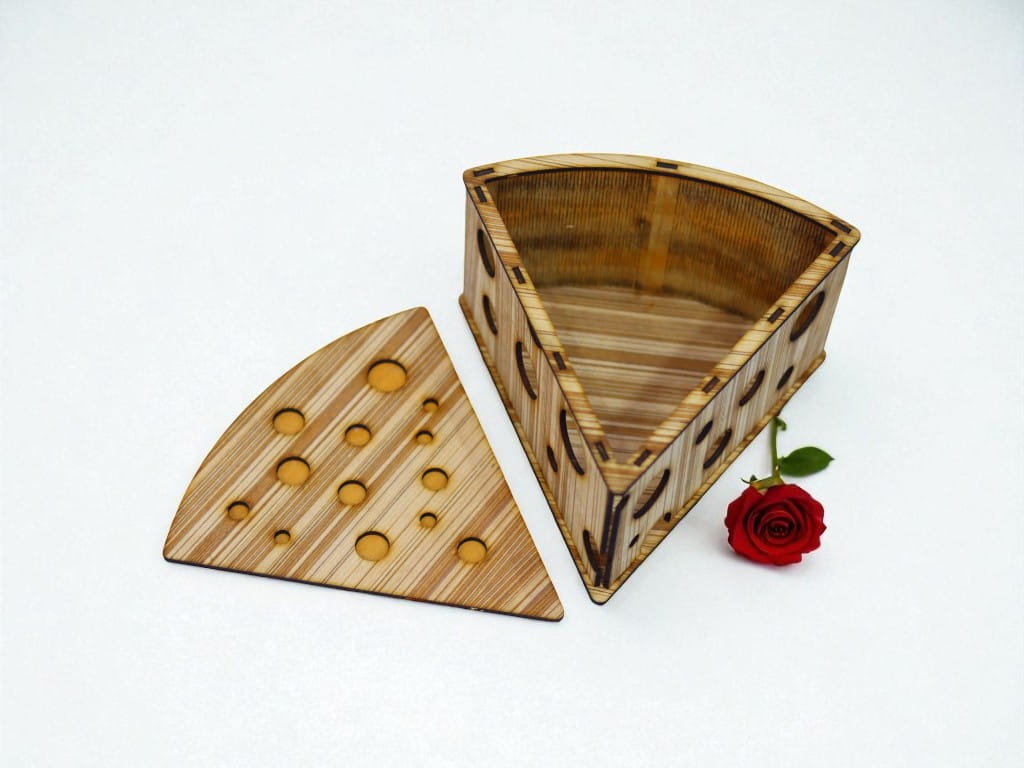 Laser Cut Cheese Shaped Wooden Gift Box