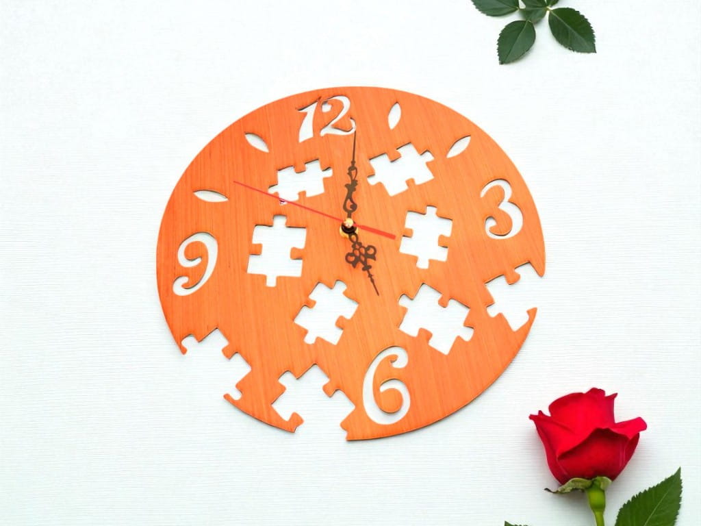 Laser Cut Wooden Puzzle Wall Clock