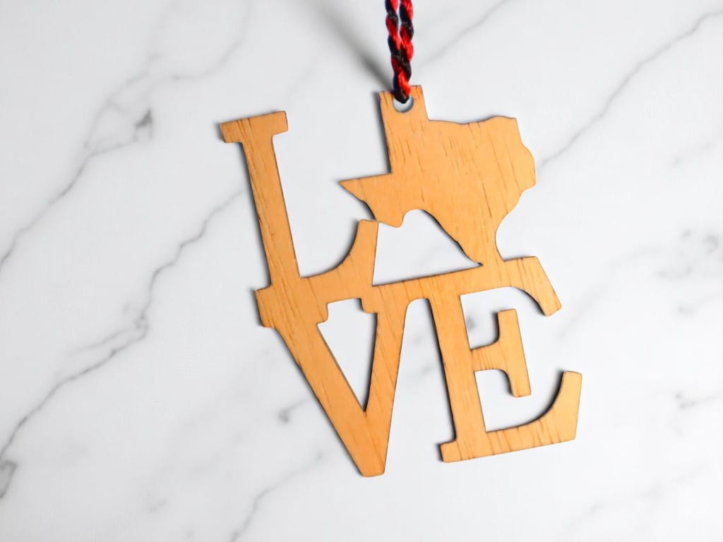 Laser Cut Love Texas Christmas Tree Ornament