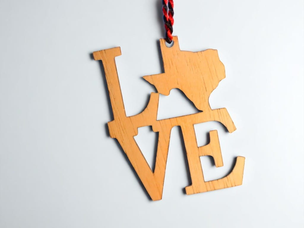 Laser Cut Love Texas Christmas Tree Ornament