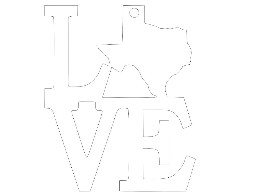 Laser Cut Love Texas Christmas Tree Ornament