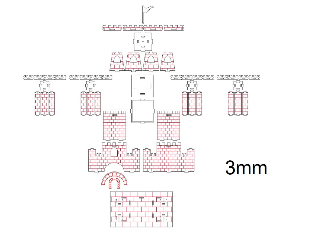 Laser Cut Wooden Castle Construction Kit