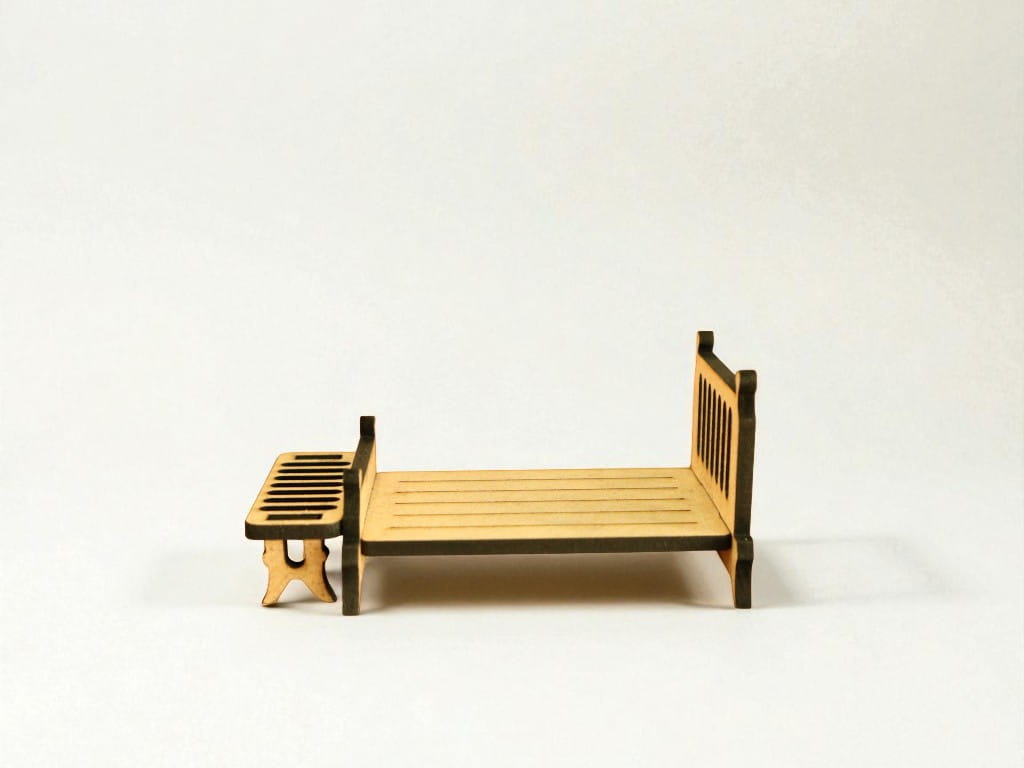 Laser Cut Wooden Miniature Dollhouse Bed
