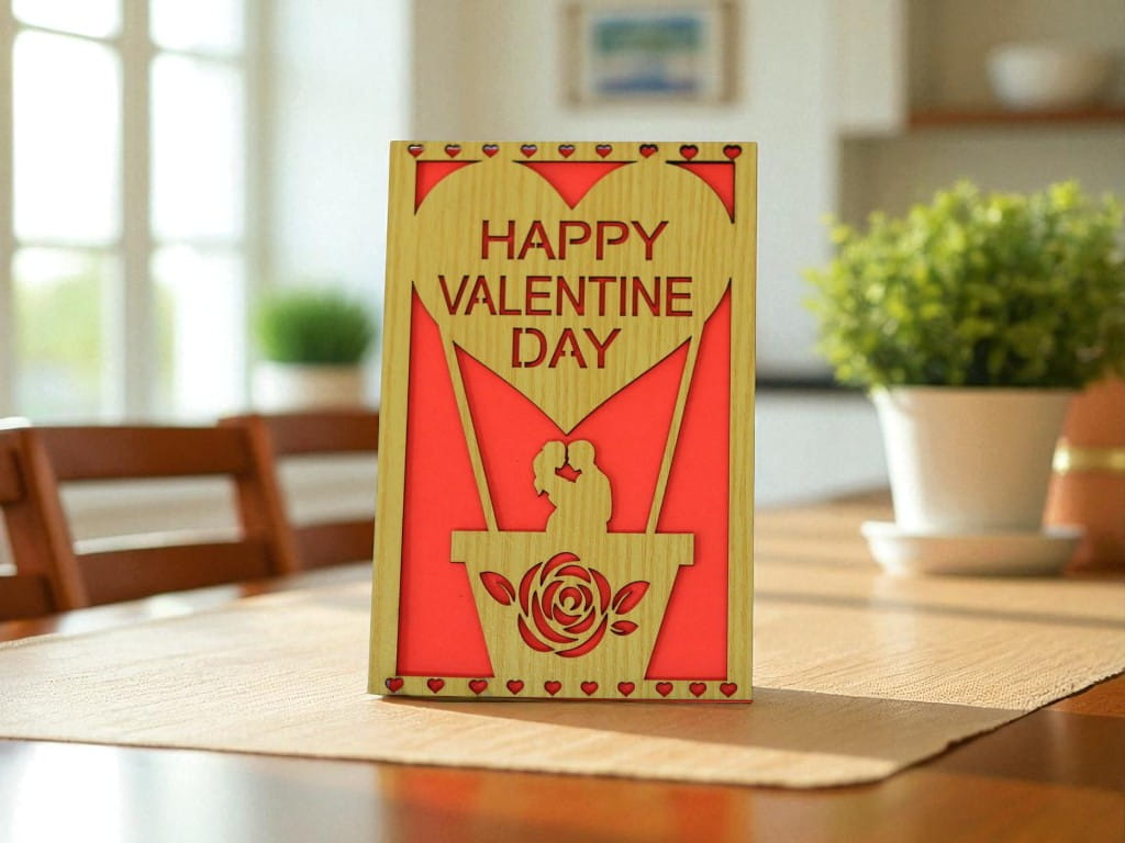 Laser Cut Happy Valentines Day Greeting Card
