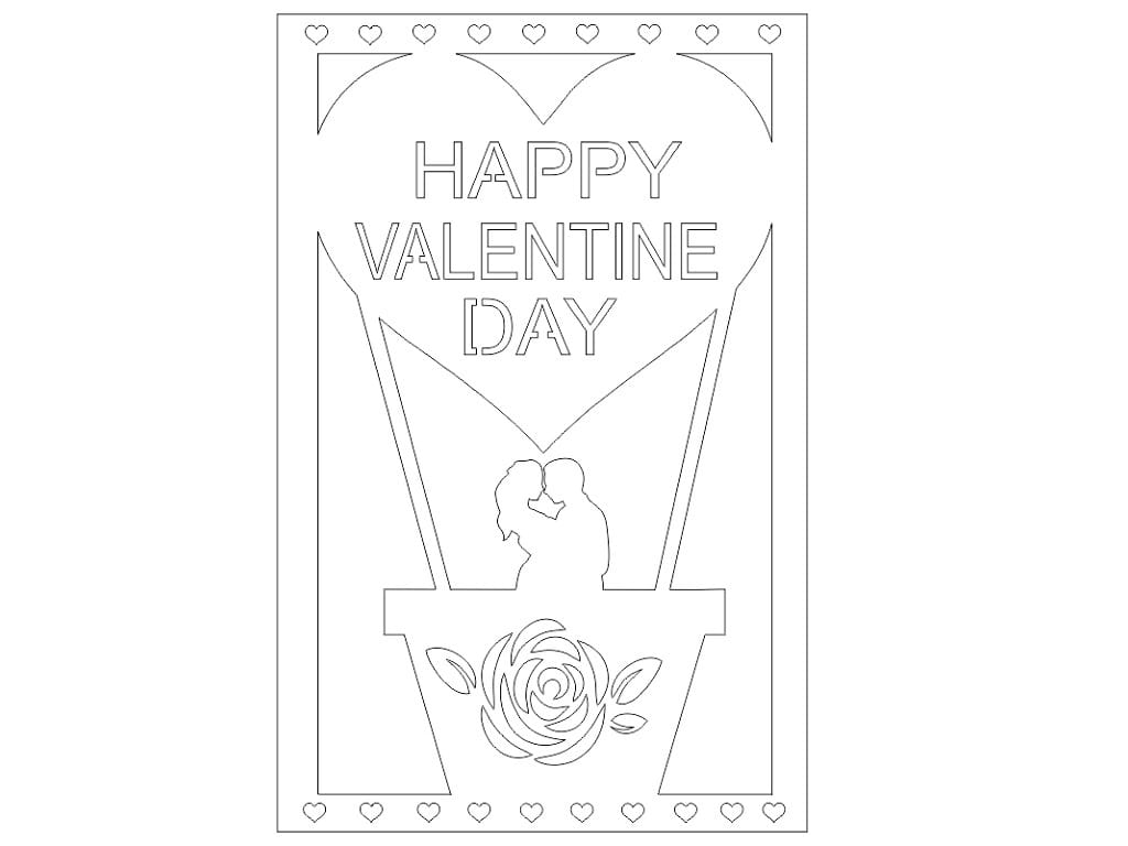 Laser Cut Happy Valentines Day Greeting Card