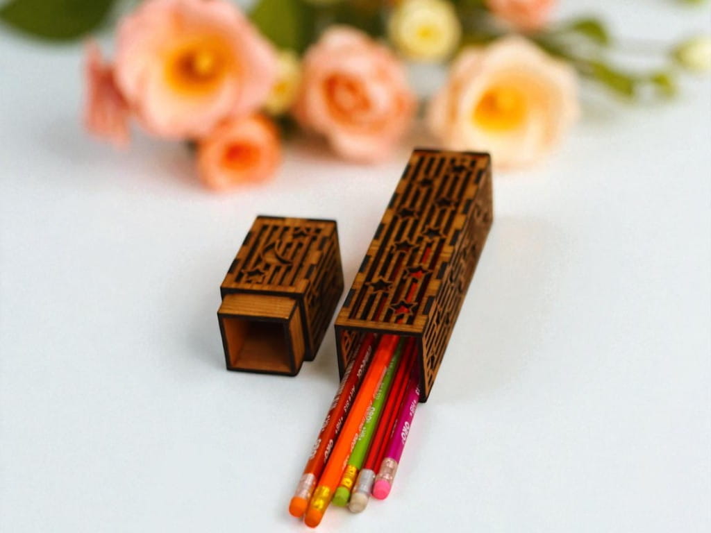 Laser Cut Wooden Pencil Case Box