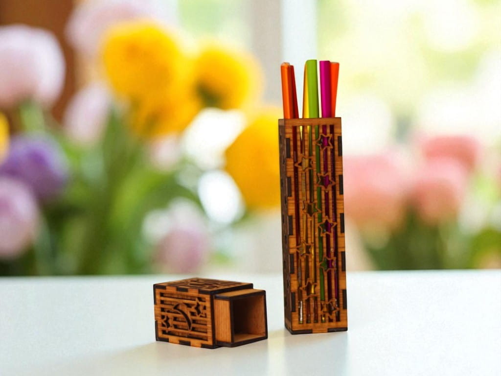 Laser Cut Wooden Pencil Case Box