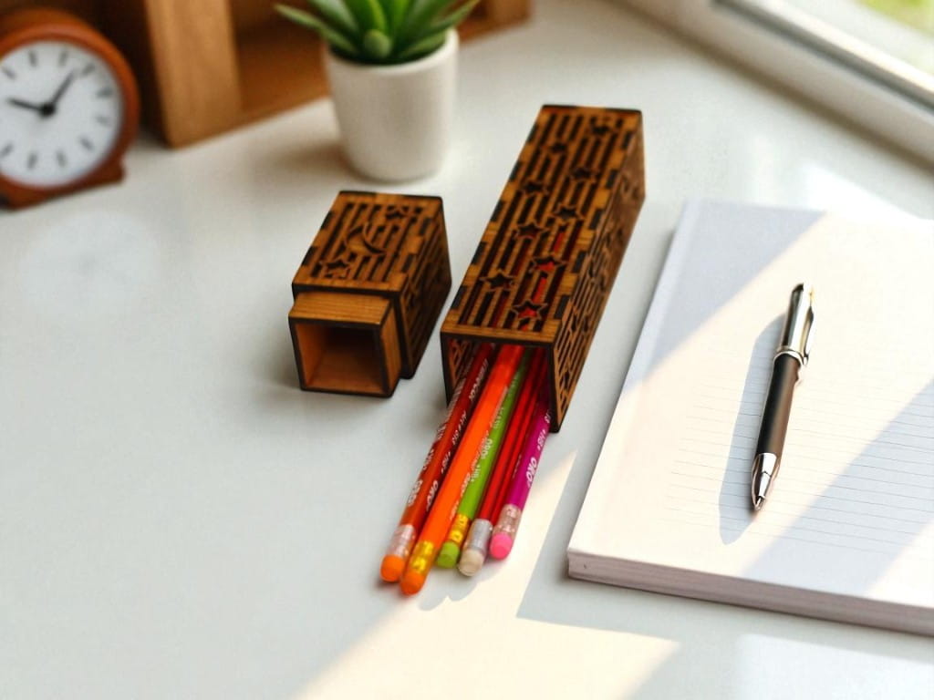 Laser Cut Wooden Pencil Case Box