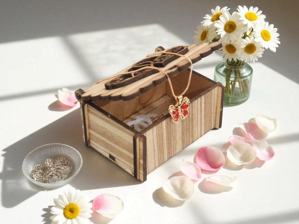 Laser Cut Wooden Small Jewelry Box