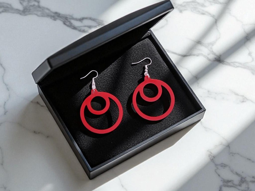 Laser Cut Acrylic Round Drop Earrings