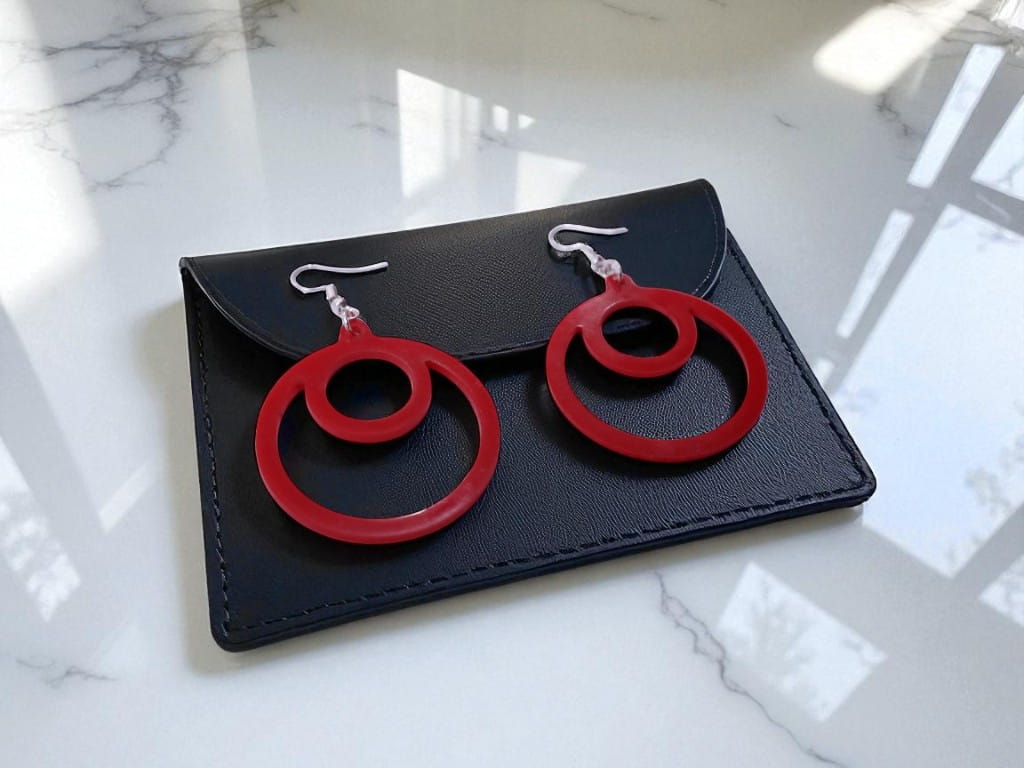 Laser Cut Acrylic Round Drop Earrings