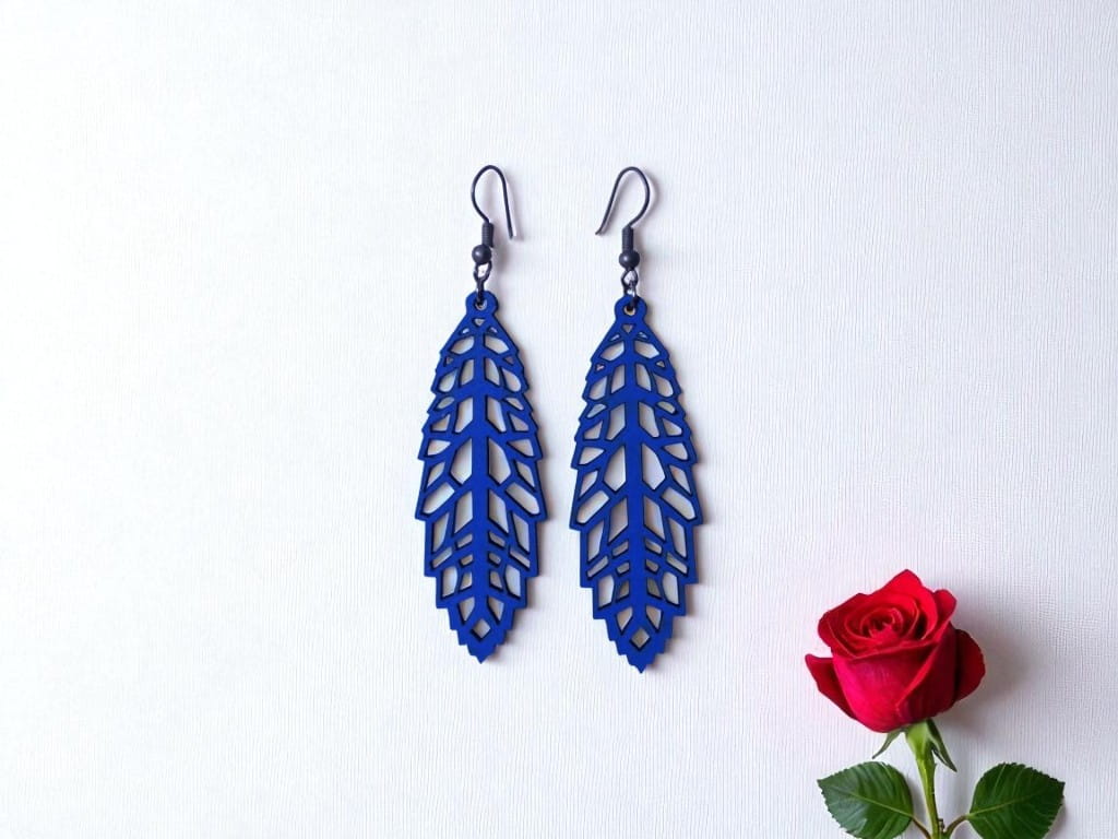 Laser Cut Wooden Pendant Earrings
