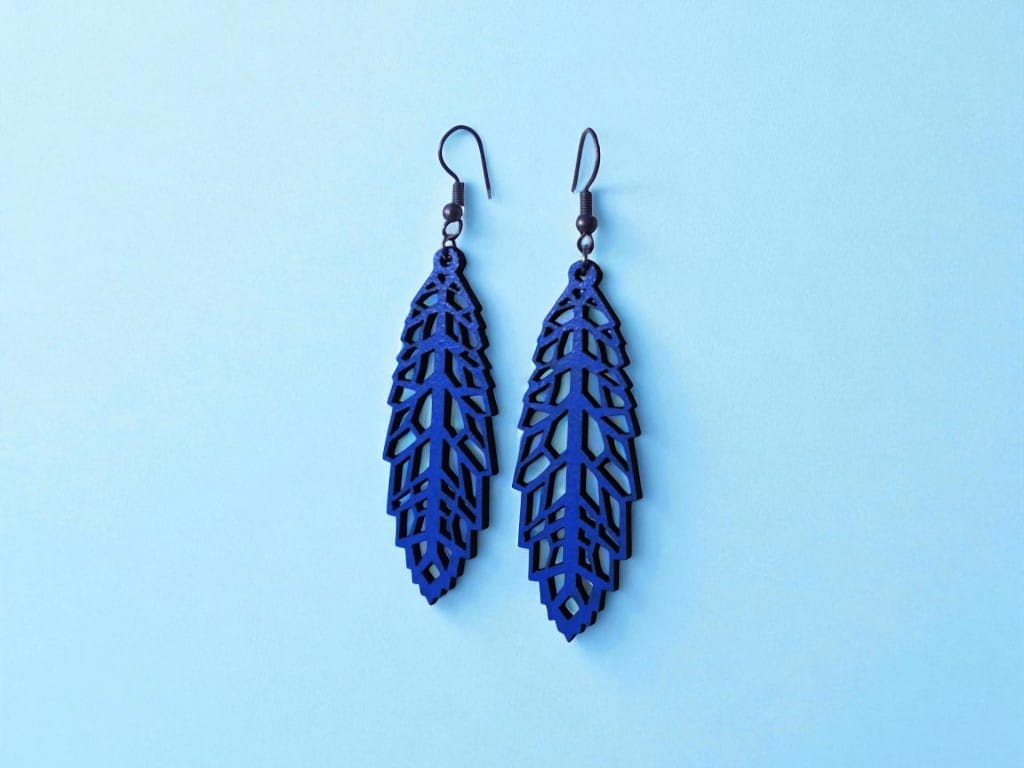 Laser Cut Wooden Pendant Earrings