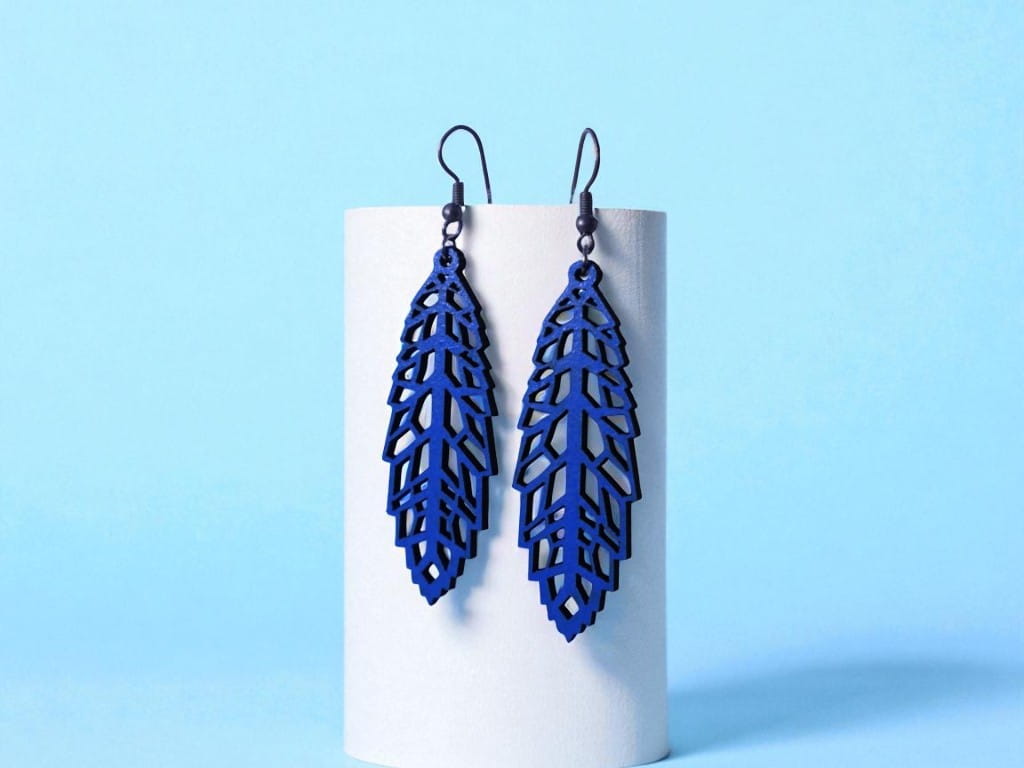 Laser Cut Wooden Pendant Earrings