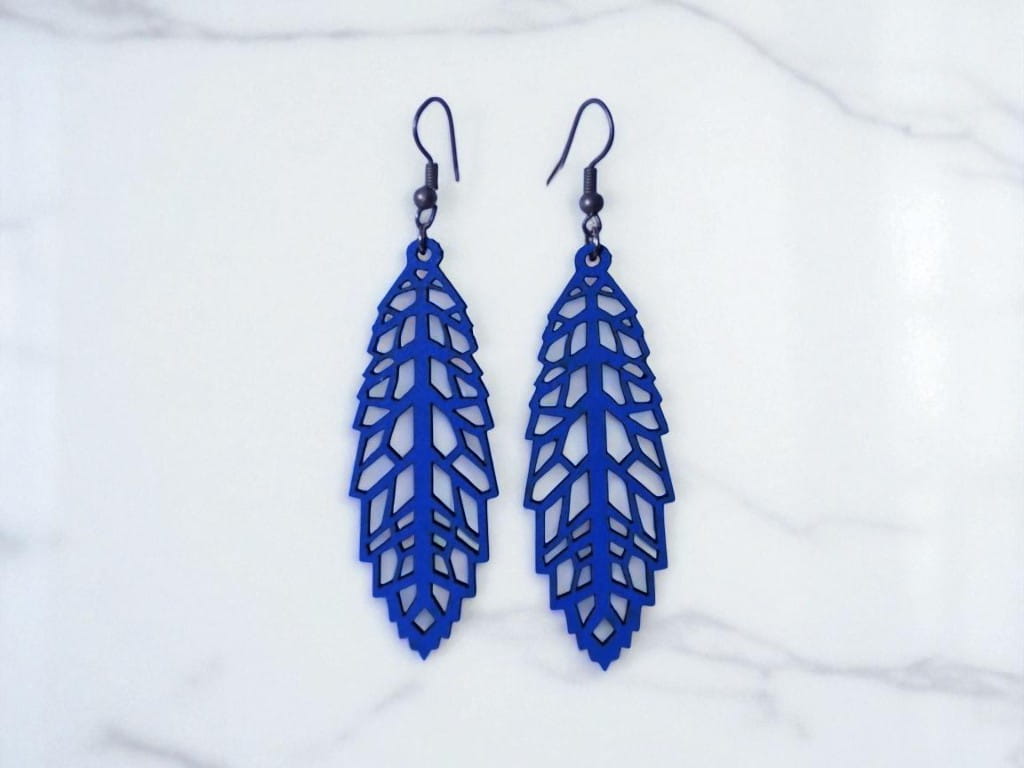 Laser Cut Wooden Pendant Earrings