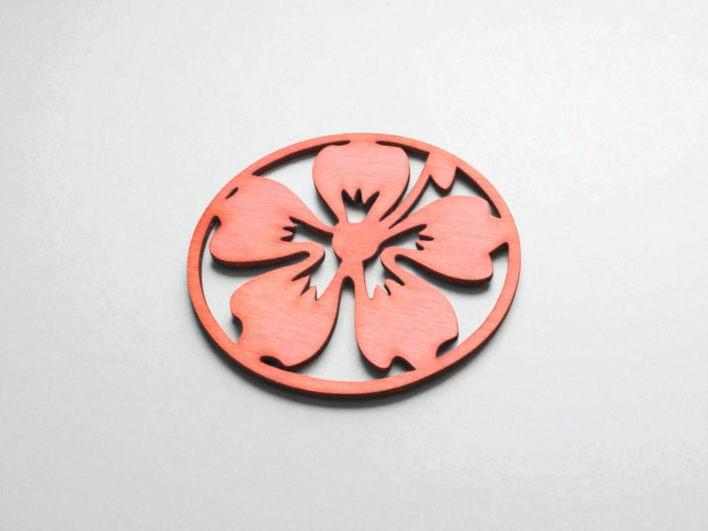 Laser Cut Wooden Hibiscus Flower Coasters